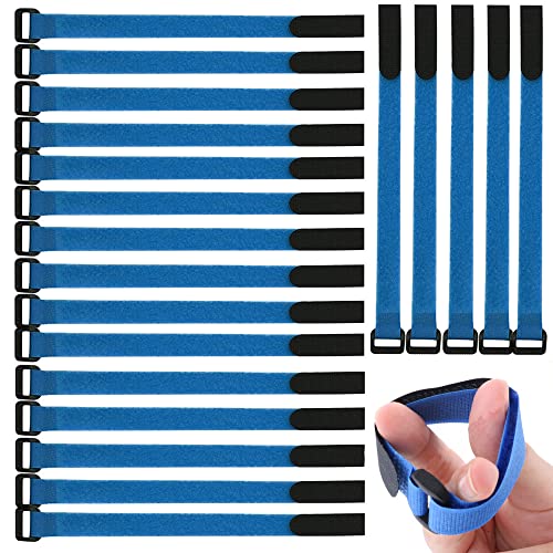 Gebildet Wiederverwendbare Klettkabelbinder, 20pcs Befestigung Klett Kabelbinder, Klettverschluss Klettbänder mit Schnalle, Stark Kabelbinder mit Klettverschluss für Kabelmanagement (2×30cm, Blau)