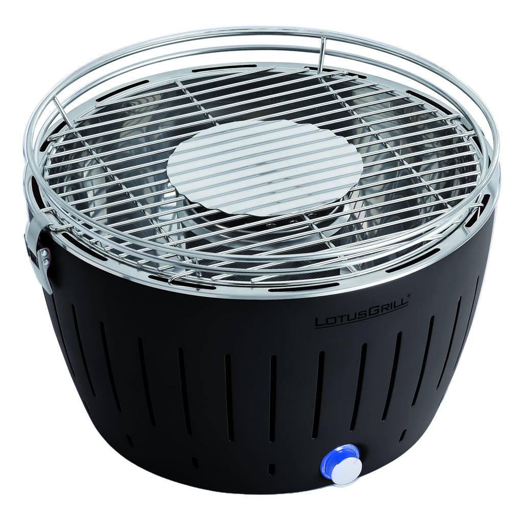 LotusGrill Classic Anthrazitgrau G340 der raucharme Holzkohlegrill/Tischgrill mit USB-Anschluß