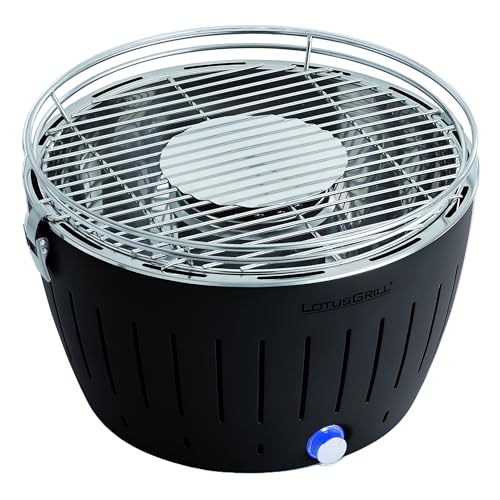 LotusGrill Classic Anthrazitgrau G340 der raucharme Holzkohlegrill/Tischgrill mit USB-Anschluß