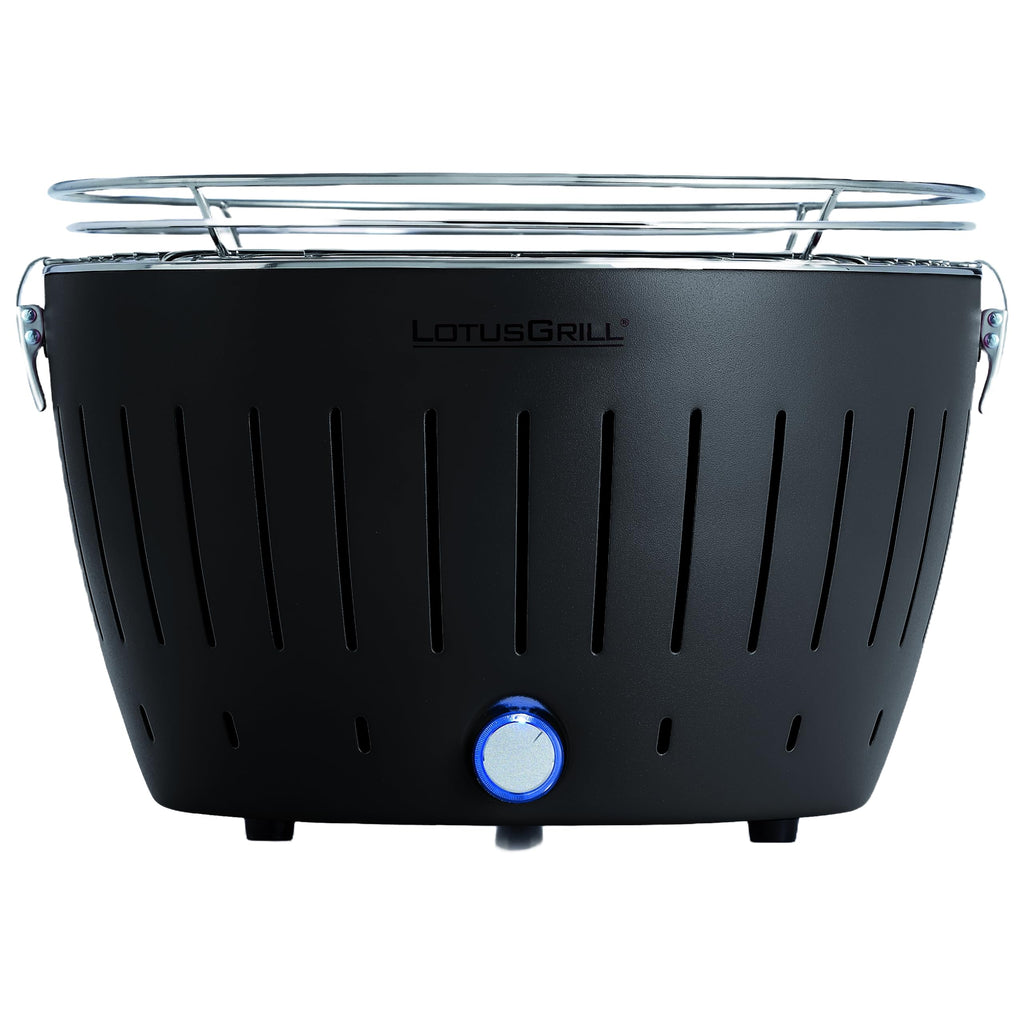 LotusGrill Classic Anthrazitgrau G340 der raucharme Holzkohlegrill/Tischgrill mit USB-Anschluß
