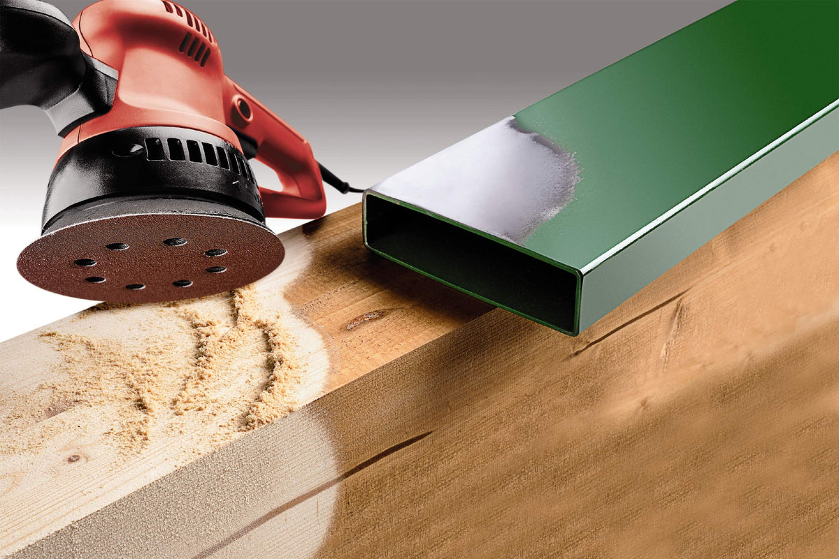 kwb Schleifscheibe Ø 125 mm aus Edelkorund mit Körnung 40, werkzeugloser Wechsel, hochwertige Kunstharz-Verleimung und verstärkter Papierträger für den groben Schliff von Holz und Metall
