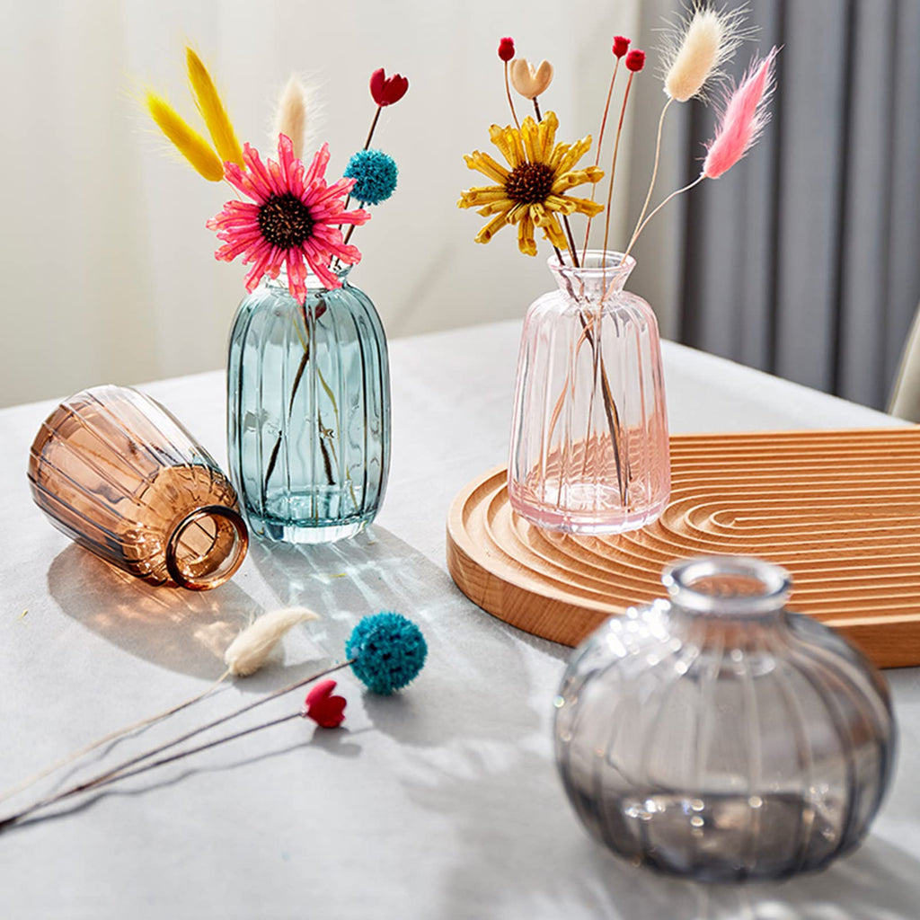 3er-Set Kleine Vasen für Tischdeko Dekorativ Glasvasen Blumenvase Set Bud Vase Kaffee
