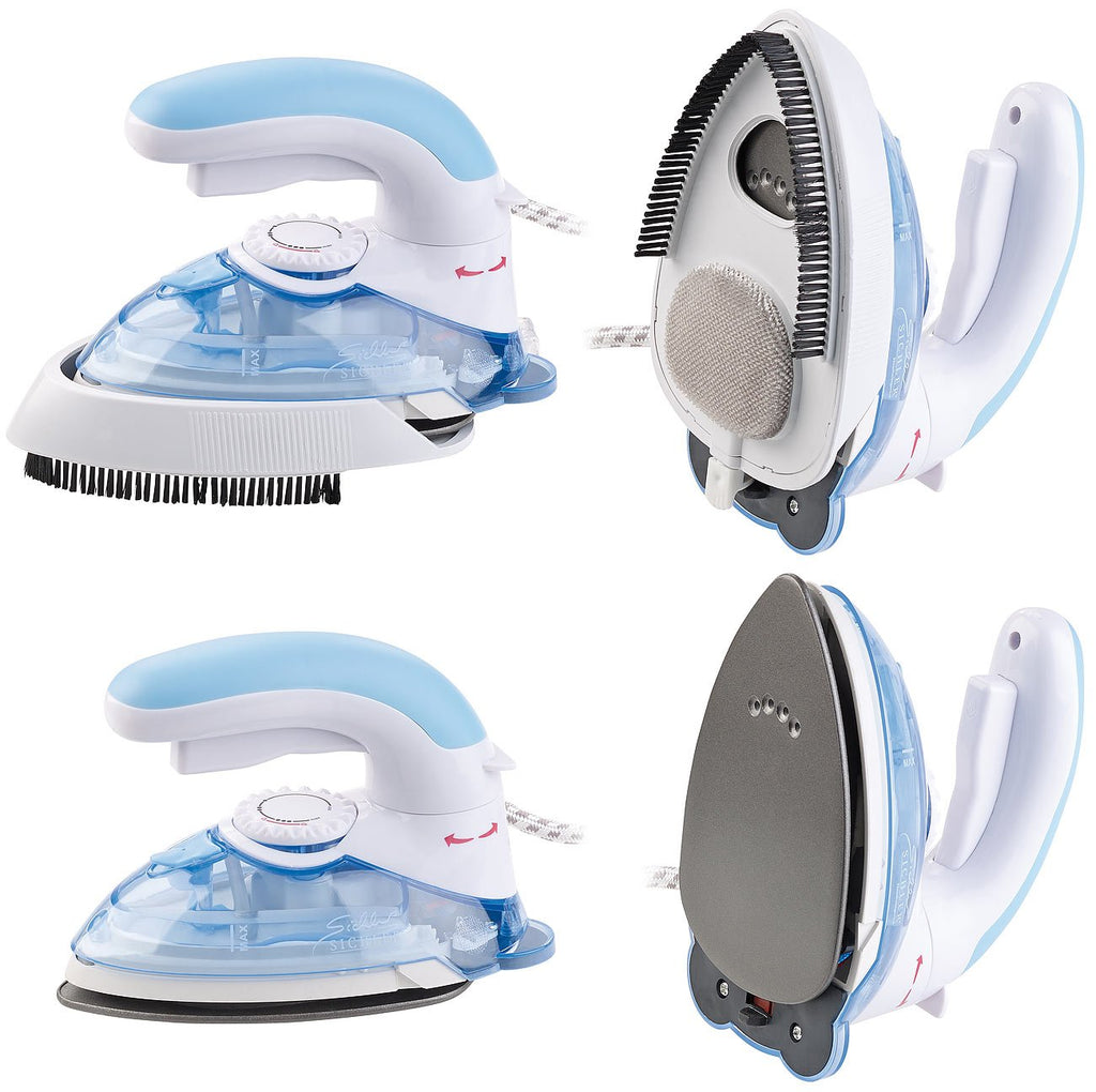 Sichler Haushaltsgeräte Reisebügeleisen: 2in1-Reise-Dampfbügeleisen mit Dampfbürste, 800 W, 110 & 230 V (Mini Reisebügeleisen, Kleines, Jacke)