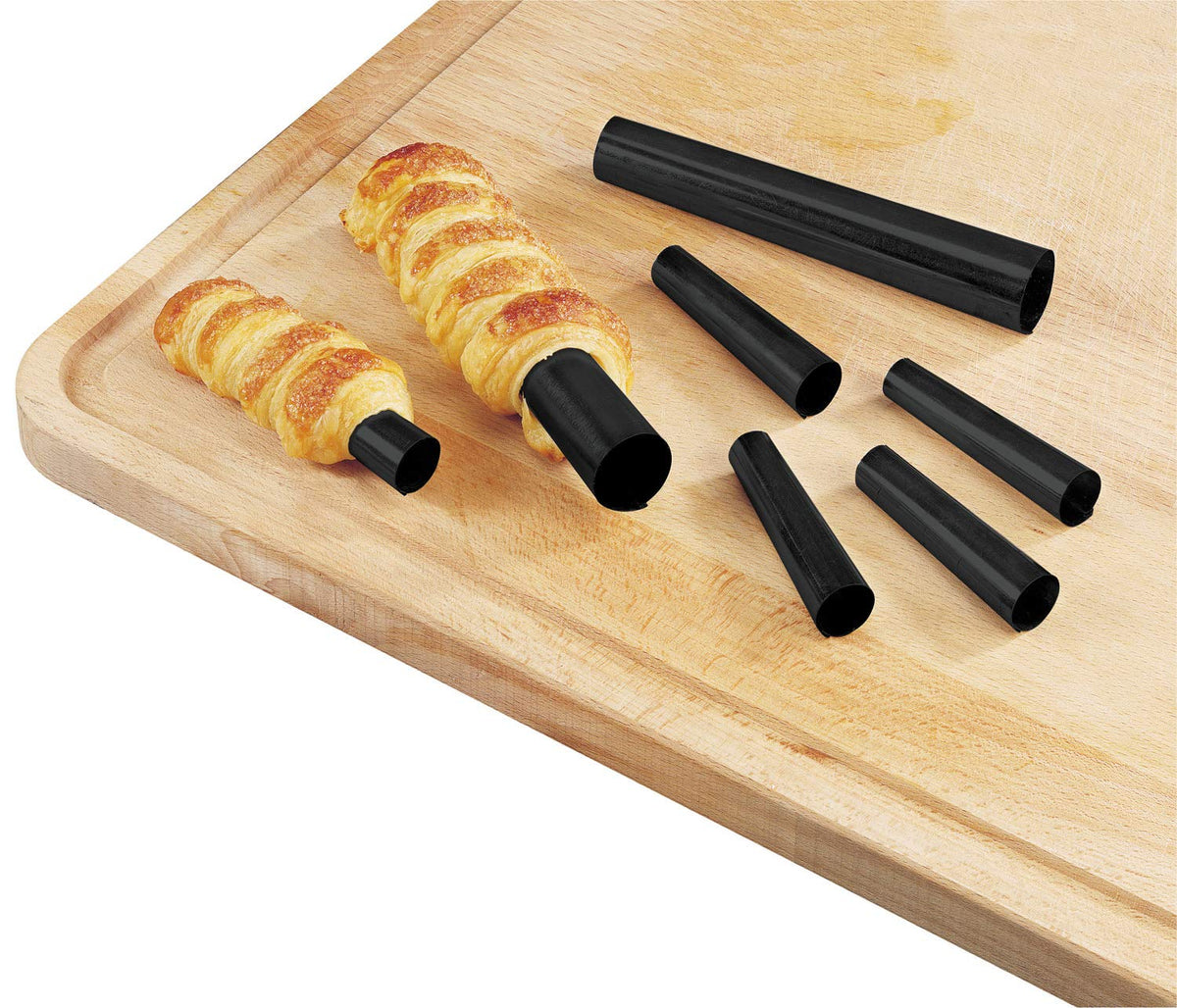 Zenker Schaumrollen Set – Premium Backformen für köstliche Schaumrollen, hitzebeständig bis 230°C, inklusive praktischer Aufbewahrungsbox, 6 Stück, Schwarz