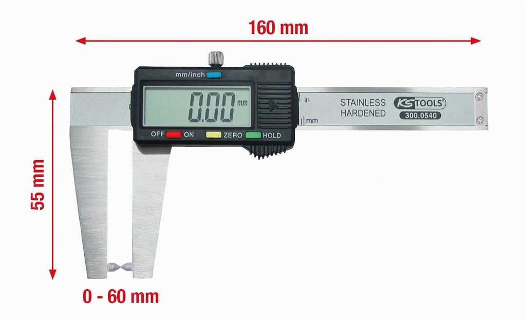 KS Tools 300.0540 Digital-Bremsscheiben-Messschieber 0-60mm, 160mm