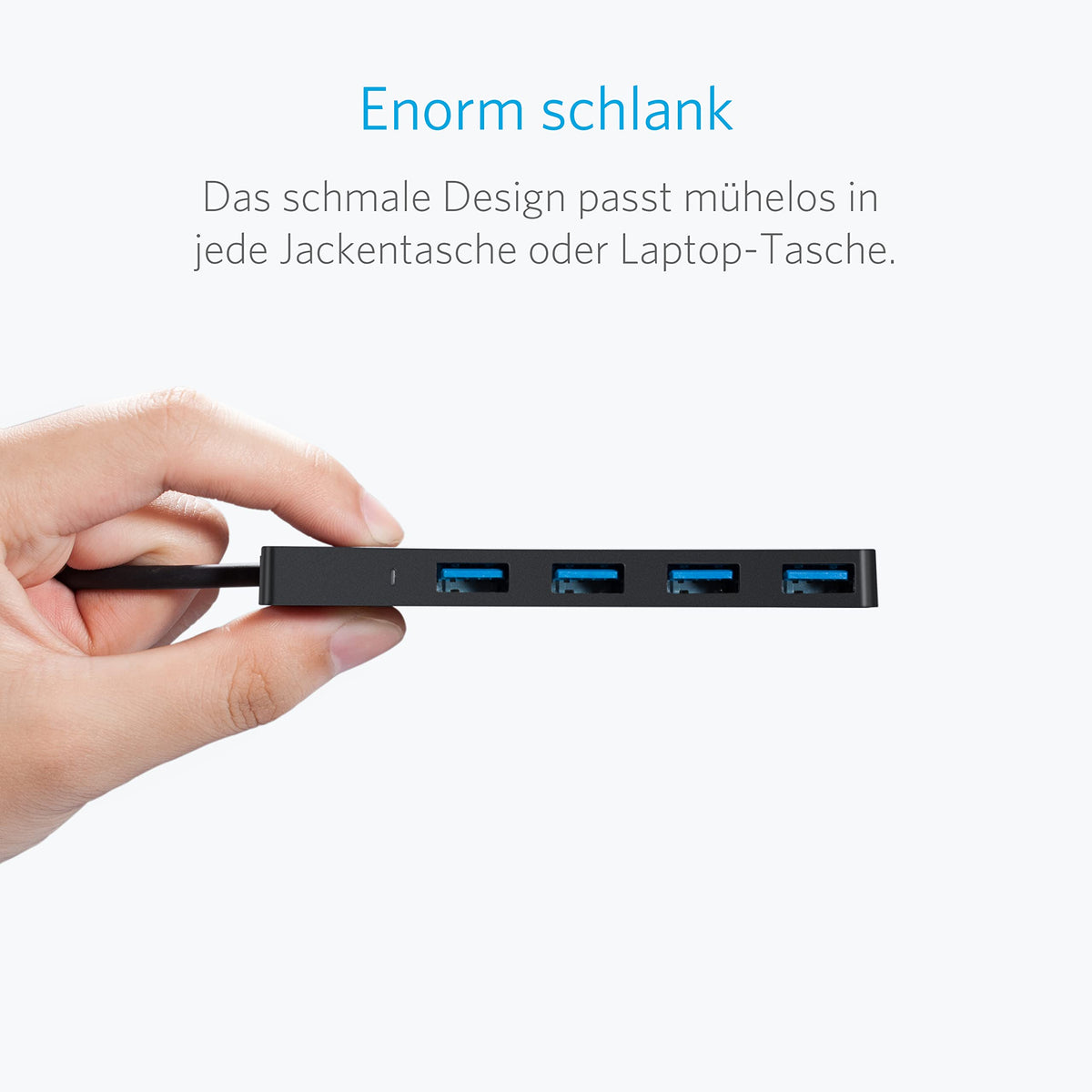 Anker 4-Port USB 3.0 Flacher Datenhub,Datensynchronisierung mit biszu 5Gbps