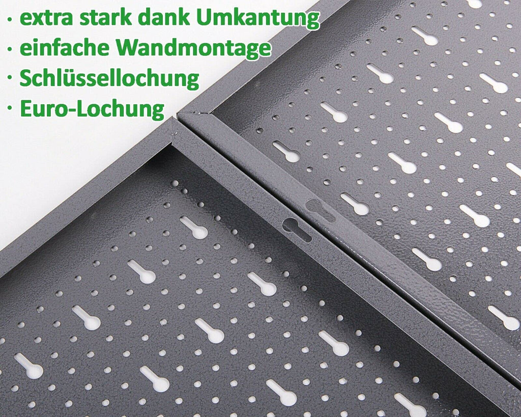 Ondis24 Werkzeugwand Metall 119,5 x 59 cm Grau – 3-teilige Lochwand mit 22-teiligem Hakenset – Wandhalterung für Werkzeuge, Bohrer, Schraubendreher & Zangen – Ordnungssystem für Werkstatt & Garage
