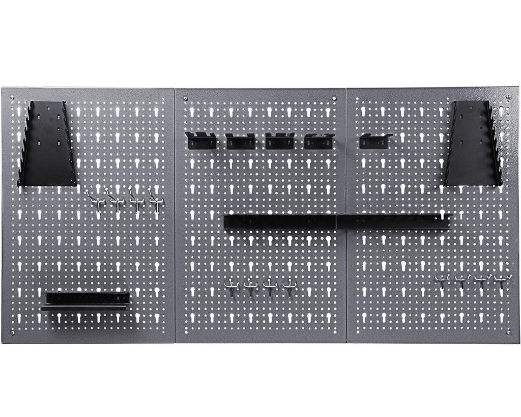 Ondis24 Werkzeugwand Metall 119,5 x 59 cm Grau – 3-teilige Lochwand mit 22-teiligem Hakenset – Wandhalterung für Werkzeuge, Bohrer, Schraubendreher & Zangen – Ordnungssystem für Werkstatt & Garage