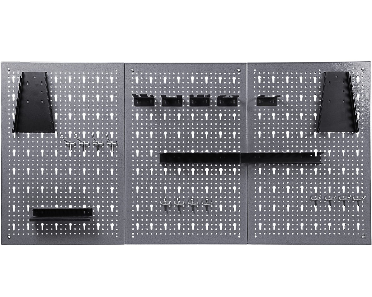 Ondis24 Werkzeugwand Metall 119,5 x 59 cm Grau – 3-teilige Lochwand mit 22-teiligem Hakenset – Wandhalterung für Werkzeuge, Bohrer, Schraubendreher & Zangen – Ordnungssystem für Werkstatt & Garage