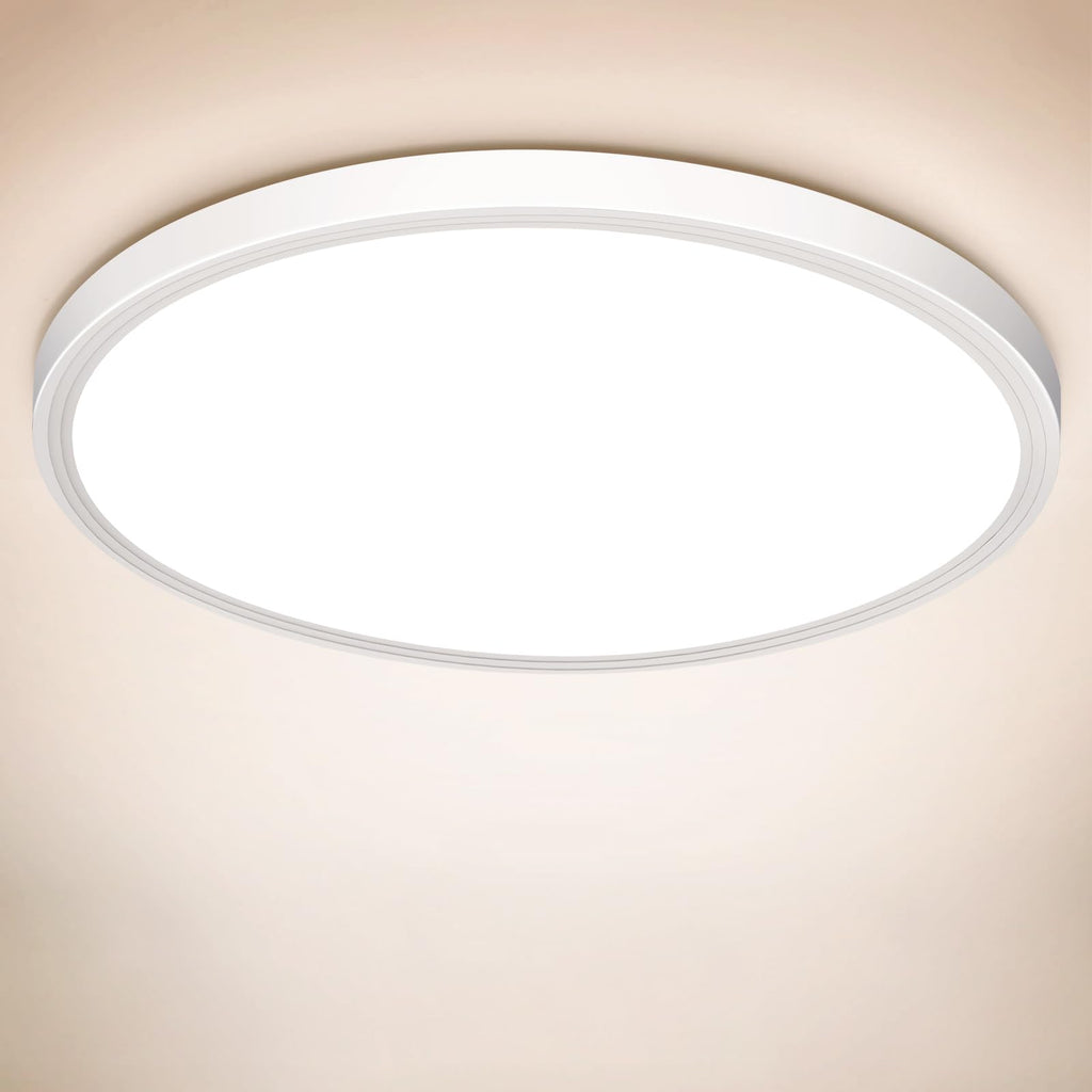 Deckenlampe LED Deckenleuchte Flach Rund, Ø223mm, Ultra Dünn Lampe Decke Flurlampe 18W Weiß 4000K 1600LM Modern IP44 Badlampe Badezimmerlampe für Wohnzimmer Schlafzimmer Balkon Bad Flur Keller Küche