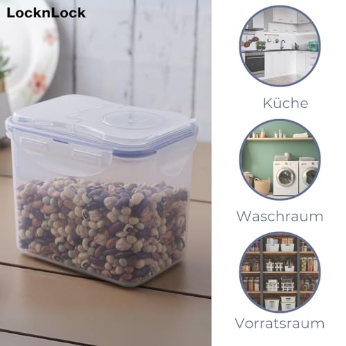 LocknLock PP Classic Schüttdose 1,8L | 15,1 x 10,8 x 19 cm | 100 % Luftdichte Aufbewahrungsbox | Lebensmittelspender für Müsli oder Futter | BPA-freier & spülmaschinenfester Vorratsbehälter