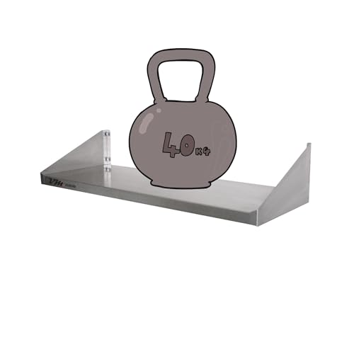 Edelstahl Wandbord - Maße 100 x 20 cm - Einfach Montierbar - AISI 430 Legierung - Wandregal Küchenregal Gastro Edelstahlregal Wandablage Gewürzregal Hängebord Gastronomie