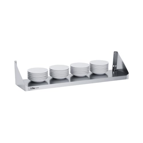 Edelstahl Wandbord - Maße 100 x 20 cm - Einfach Montierbar - AISI 430 Legierung - Wandregal Küchenregal Gastro Edelstahlregal Wandablage Gewürzregal Hängebord Gastronomie