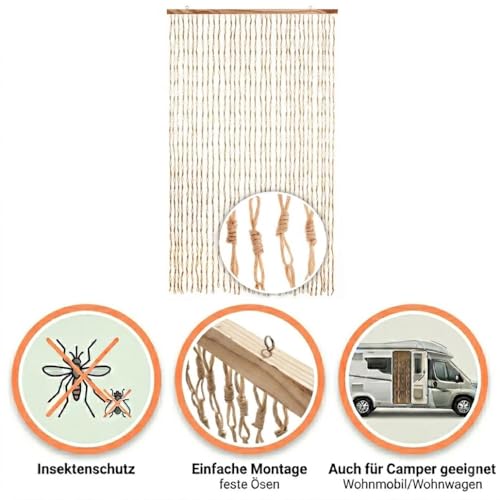 Kobolo Türvorhang Circles 90x200cm Papiervorhang mit 36 90x200 cm Beige