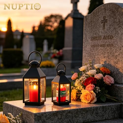 NUPTIO Grablaterne Friedhof Wetterfest Laternen Schwarz für Draußen