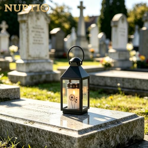 NUPTIO Grablaterne Friedhof Wetterfest Laternen Schwarz für Draußen