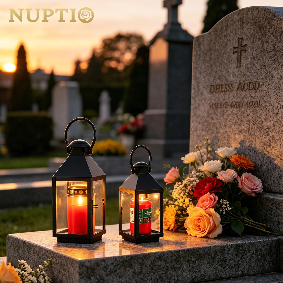 NUPTIO Grablaterne Friedhof Wetterfest Laternen Schwarz für Draußen