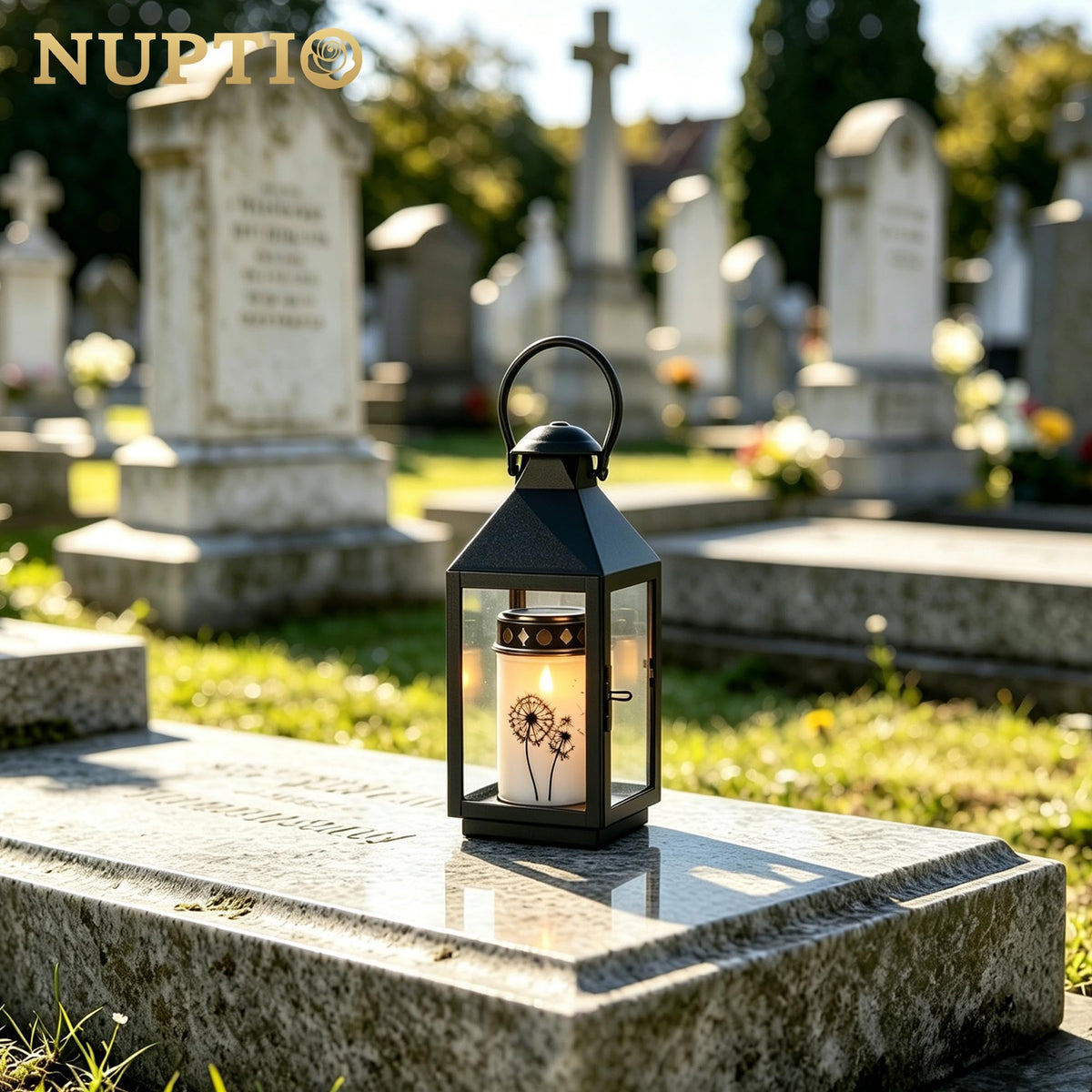 NUPTIO Grablaterne Friedhof Wetterfest Laternen Schwarz für Draußen