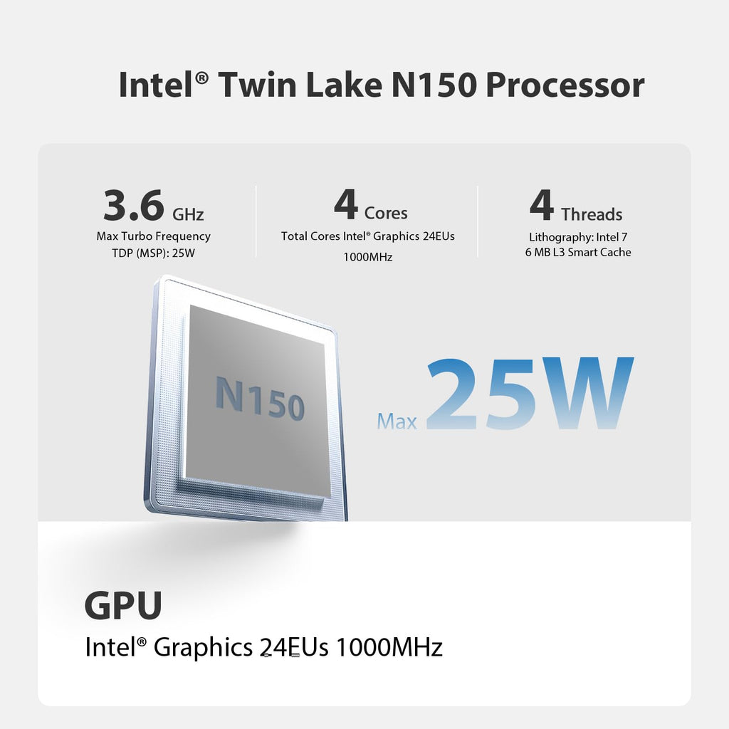 Beelink MINI-S13 Mini PC, Intel Twin Lake-N150 Processor (bis zu 3.60GHz) Mini Computer, 16GB DDR4 500GB M.2 SSD Windows 11 Home Offoce Mini Desktop PC, 4K HDMI WiFi6/BT5.2/Dual 2.5G LAN
