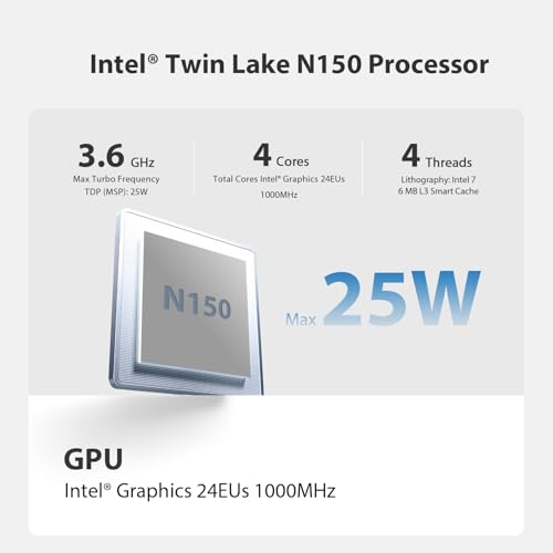 Beelink MINI-S13 Mini PC, Intel Twin Lake-N150 Processor (bis zu 3.60GHz) Mini Computer, 16GB DDR4 500GB M.2 SSD Windows 11 Home Offoce Mini Desktop PC, 4K HDMI WiFi6/BT5.2/Dual 2.5G LAN