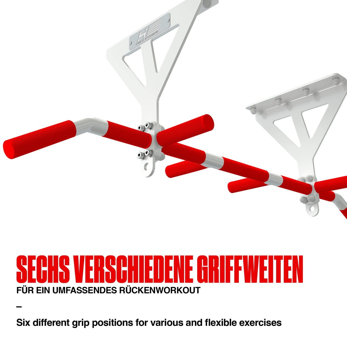 Klimmzugstange für Deckenmontage, HS-K-D6W, Weiss, Studiozulassung, 6 rutschfeste Griffe, Pull Up Übungen & mehr, inkl. E-Book & Montagematerial, extrem stabil