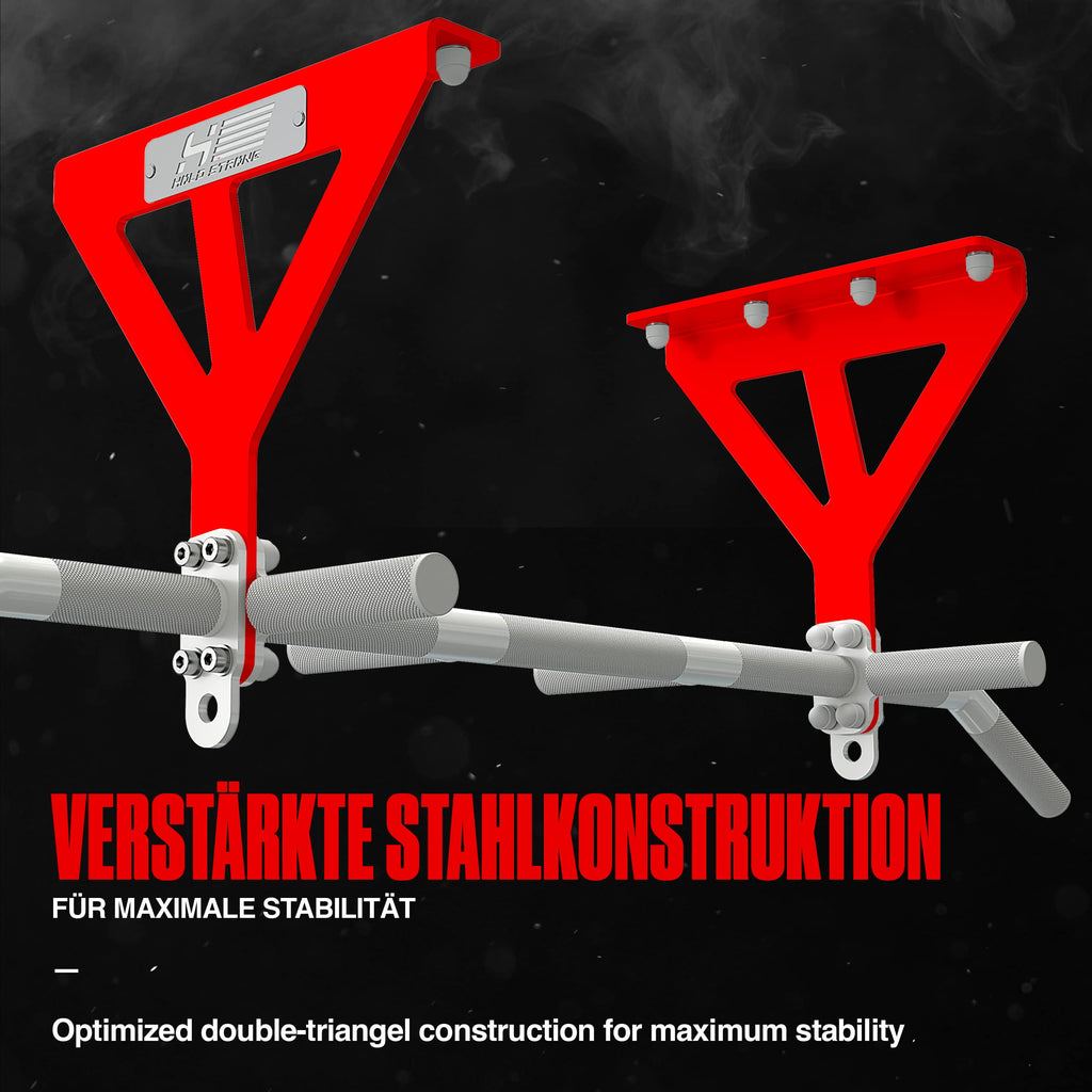 Klimmzugstange für Deckenmontage, HS-K-D6W, Weiss, Studiozulassung, 6 rutschfeste Griffe, Pull Up Übungen & mehr, inkl. E-Book & Montagematerial, extrem stabil
