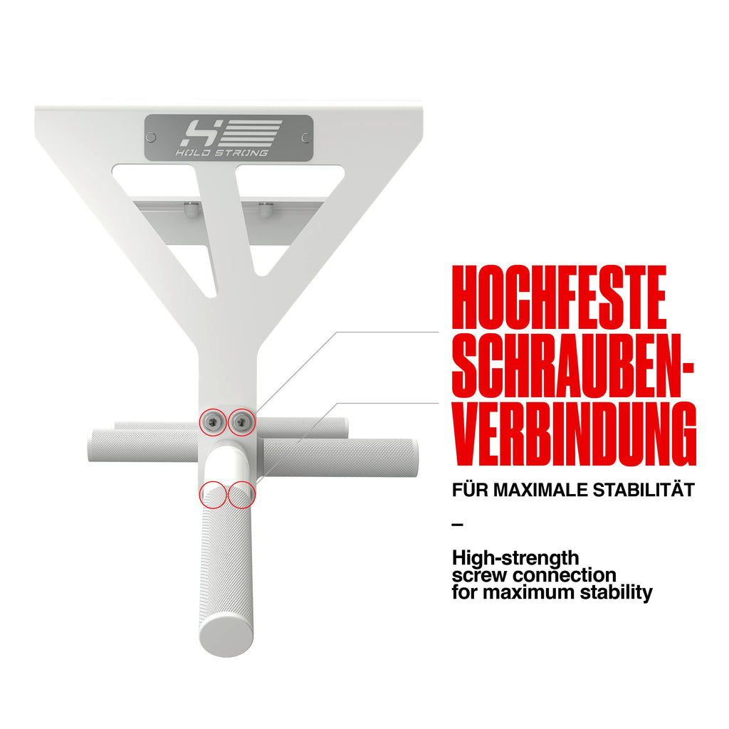 Klimmzugstange für Deckenmontage, HS-K-D6W, Weiss, Studiozulassung, 6 rutschfeste Griffe, Pull Up Übungen & mehr, inkl. E-Book & Montagematerial, extrem stabil
