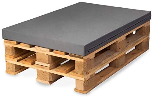 TexDeko Palettenkissen mit Rückenlehne 2TLG Palettensofa, Palettenpolster (120x80x12cm) Schaumstoff Kissen für Europalette Indoor Outdoor (Grau mit wasserabweisendem Bezug)