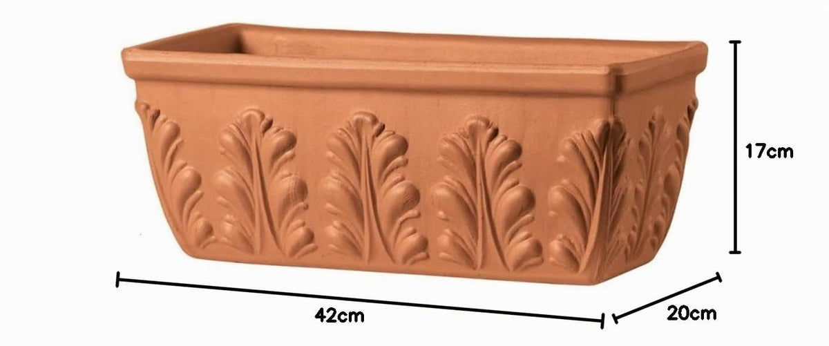 Generisch NEU !! Orig. Italienischer Blumenkasten 42 cm aus Terracotta Balkonkasten Pflanzkasten Blumentopf Pflanzgefäß Terrakotta