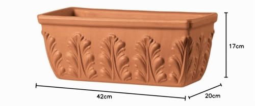 Generisch NEU !! Orig. Italienischer Blumenkasten 42 cm aus Terracotta Balkonkasten Pflanzkasten Blumentopf Pflanzgefäß Terrakotta