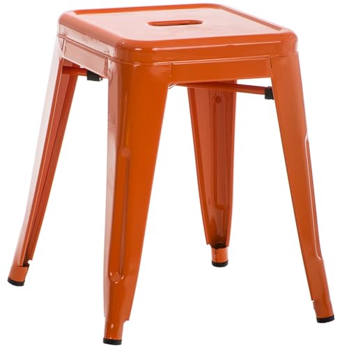 CLP Hocker Armin I Metallhocker stapelbar und pflegeleicht I Stapelhocker bis 200 kg belastbar I Sitzhöhe 46 cm | Farbe orange