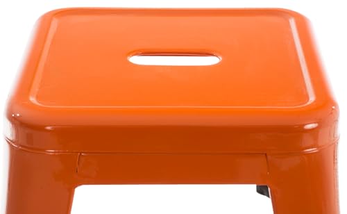 CLP Hocker Armin I Metallhocker stapelbar und pflegeleicht I Stapelhocker bis 200 kg belastbar I Sitzhöhe 46 cm | Farbe orange