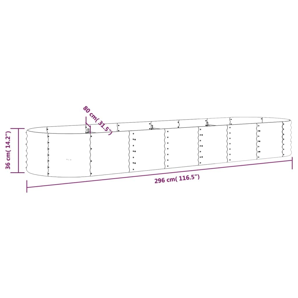 vidaXL Hochbeet Verzinkter Stahl 296x80x36 cm Braun