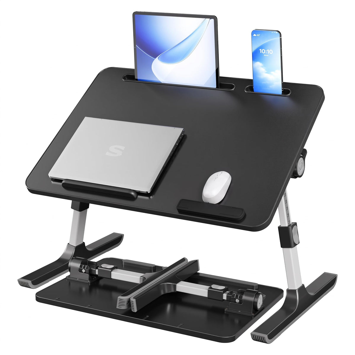 SONGMICS Laptoptisch, Betttisch mit Geräteschlitz, 60 x 40 x 25 cm