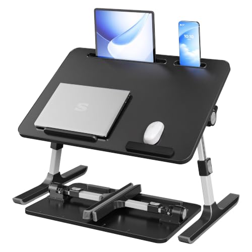 SONGMICS Laptoptisch, Betttisch mit Geräteschlitz, 60 x 40 x 25 cm
