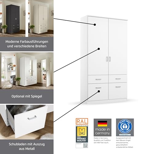 Rauch Möbel Bremen, Kleiderschrank, Farbe Grau metallic, Breite 136 cm