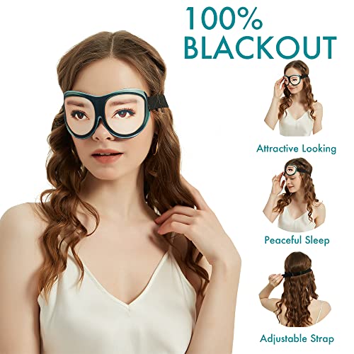 Schlafmaske mit Augen – lustige Schlafbrille für Frauen & Männer, Verdunklungsmaske, leichte Augenmaske mit gratis Tasche (Männeraugen)