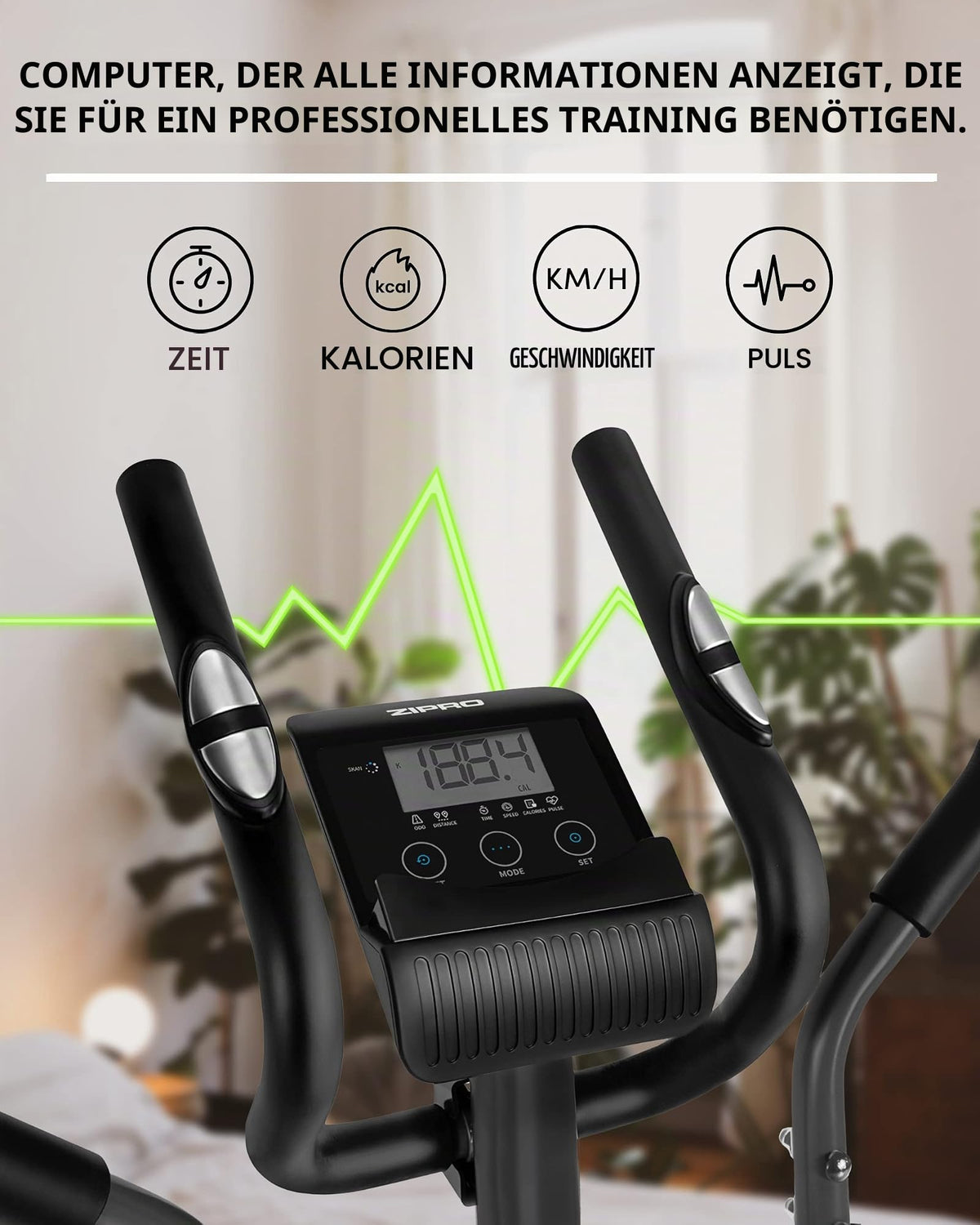 ZIPRO Crosstrainer Shox für Zuhause mit 8 Widerstandsstufen bis 120 kg