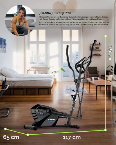 ZIPRO Crosstrainer Shox für Zuhause mit 8 Widerstandsstufen bis 120 kg