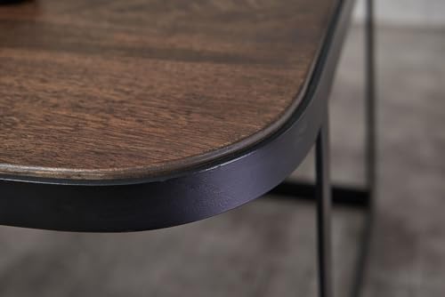 FineBuy Couchtisch 2er Set 60x60x40 cm Mango Massivholz Dunkelbraun