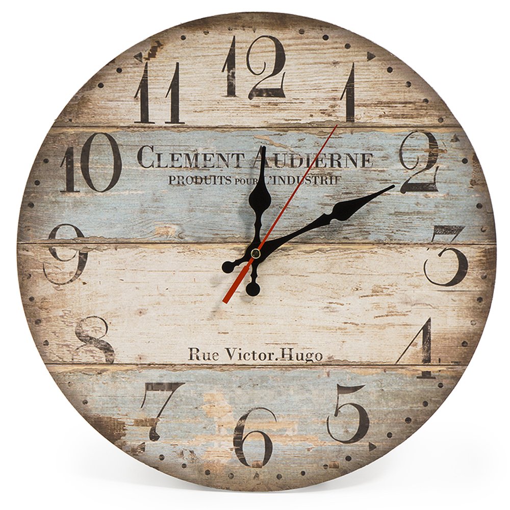 12 Zoll/30CM Holz Wanduhr/Küchenuhr im Landhausstil Stille Nicht-tickende für die Küche,Home Office, Wohnzimmer und Schlafzimmer (Victor Hugo)