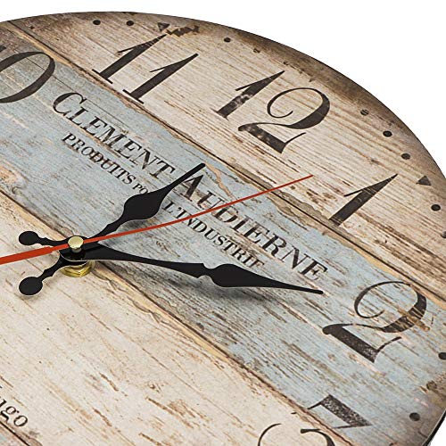 12 Zoll/30CM Holz Wanduhr/Küchenuhr im Landhausstil Stille Nicht-tickende für die Küche,Home Office, Wohnzimmer und Schlafzimmer (Victor Hugo)