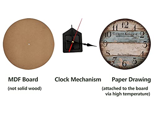 12 Zoll/30CM Holz Wanduhr/Küchenuhr im Landhausstil Stille Nicht-tickende für die Küche,Home Office, Wohnzimmer und Schlafzimmer (Victor Hugo)