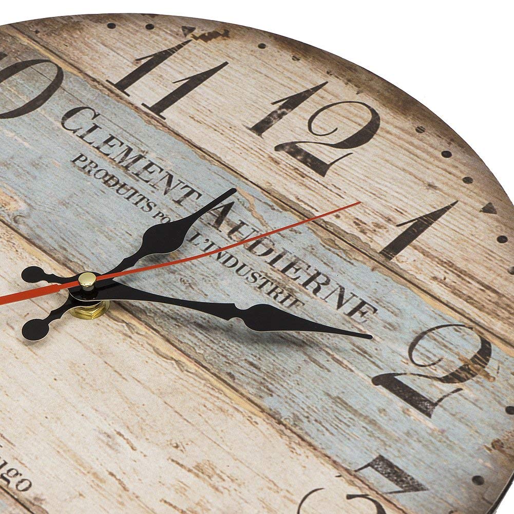 12 Zoll/30CM Holz Wanduhr/Küchenuhr im Landhausstil Stille Nicht-tickende für die Küche,Home Office, Wohnzimmer und Schlafzimmer (Victor Hugo)