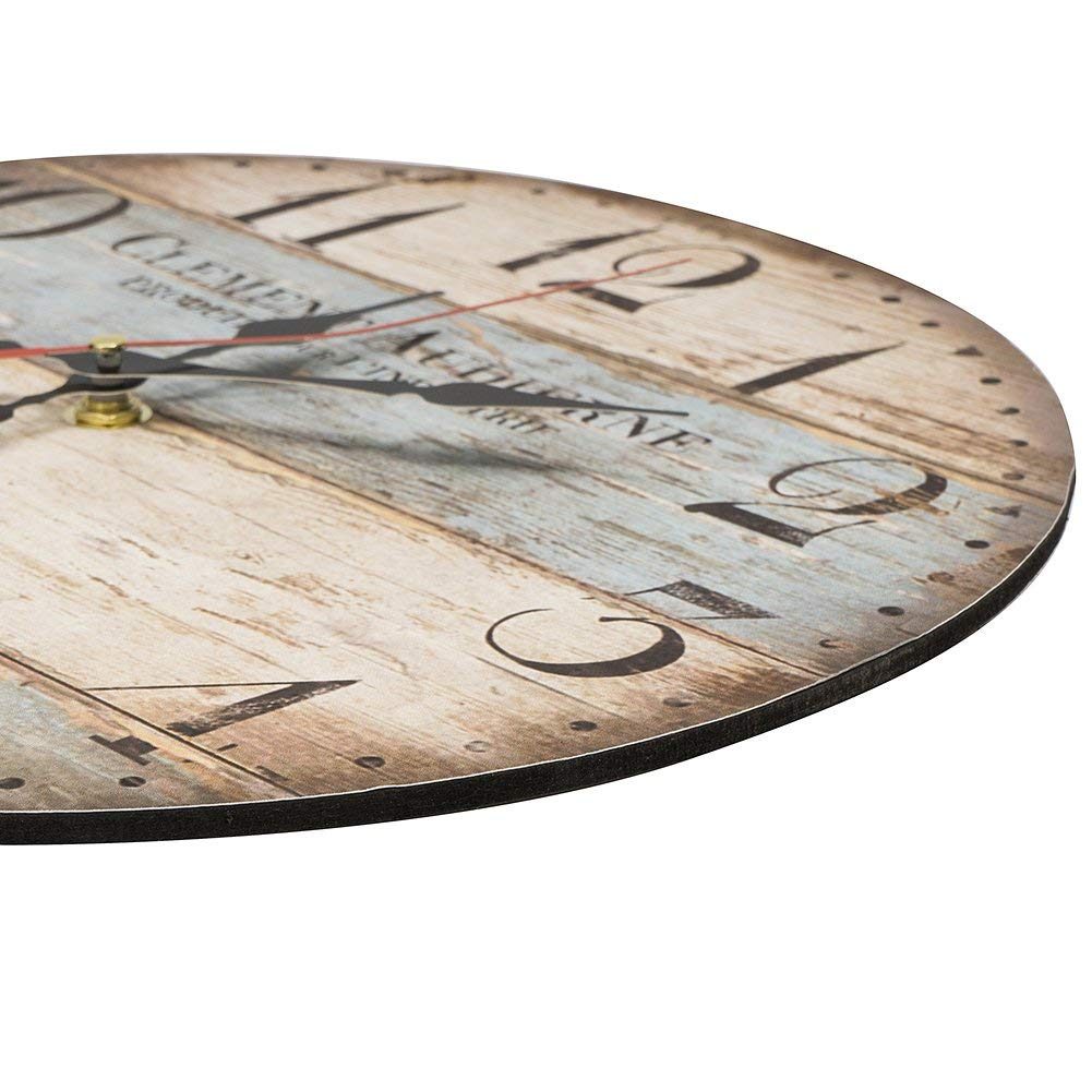 12 Zoll/30CM Holz Wanduhr/Küchenuhr im Landhausstil Stille Nicht-tickende für die Küche,Home Office, Wohnzimmer und Schlafzimmer (Victor Hugo)