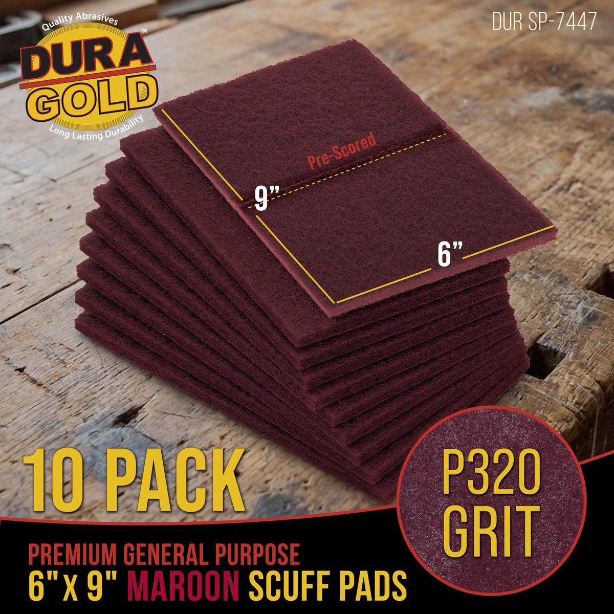 Dura-Gold Allzweck-Schleifpads, 15,2 x 22,9 cm, Kastanienbraun, 20 Stück