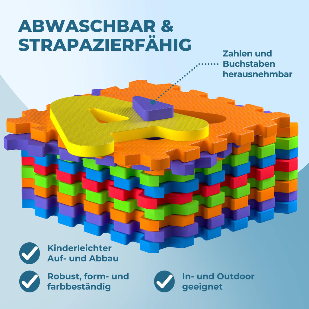 SPIELWERK 86-teilige Puzzlematte Baby Bunt