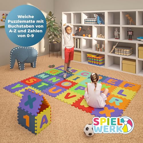 SPIELWERK 86-teilige Puzzlematte Baby Bunt
