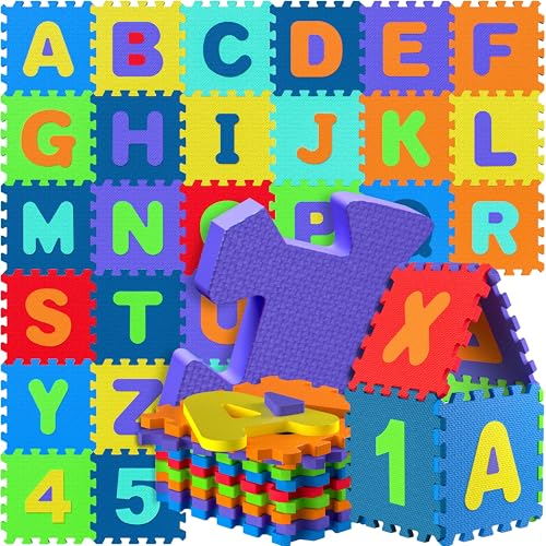 SPIELWERK 86-teilige Puzzlematte Baby Bunt