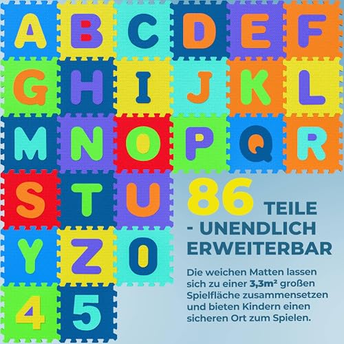 SPIELWERK 86-teilige Puzzlematte Baby Bunt